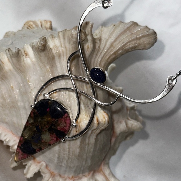 Oyster Turquoise + Lapis Lazuli multi-gem Necklace - Picture 8 of 16